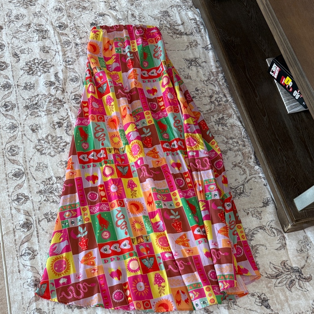 Vibrant Strapless Patchwork Dress - image 1